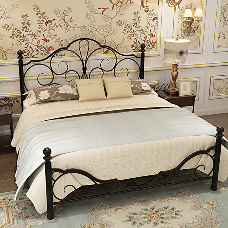 Industrial Open-Frame Bed Retro Metallic Low Profile Bed Frame with Headboard