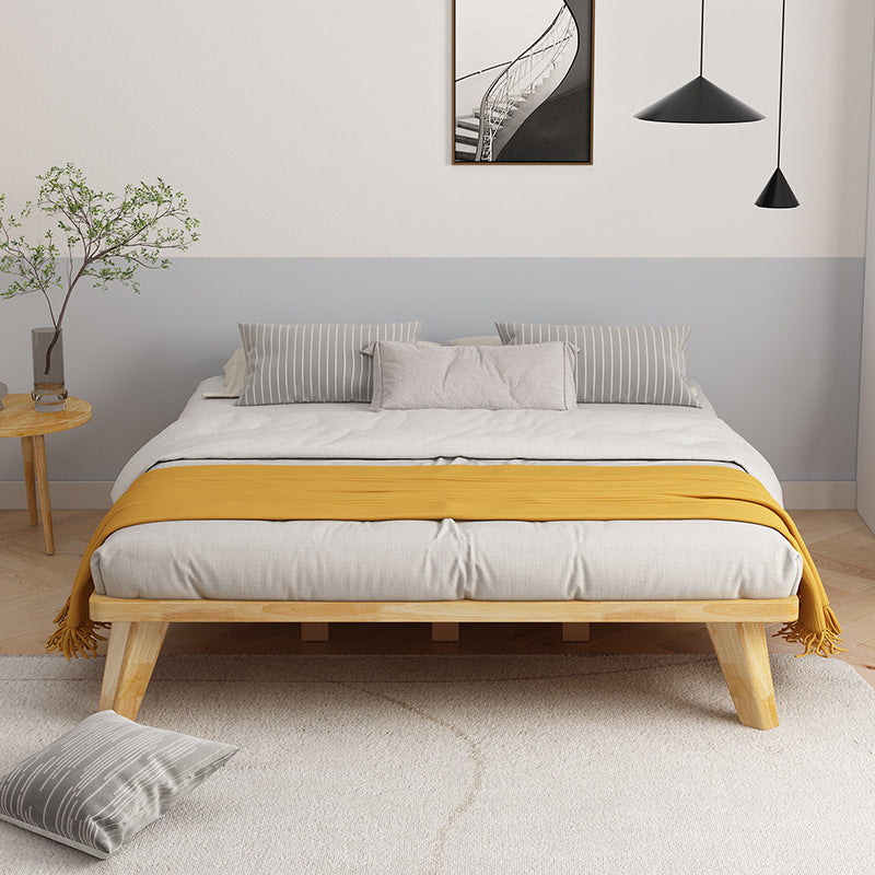 Natural Upholstered Wooden Bed Frame Nordic 13.39" H Platform Bed