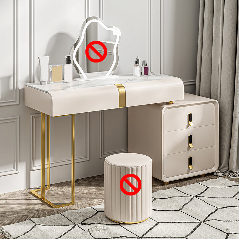 Glam Slate Top Makeup Vanity Desk Table 30.7" Tall Beige Dressing Table