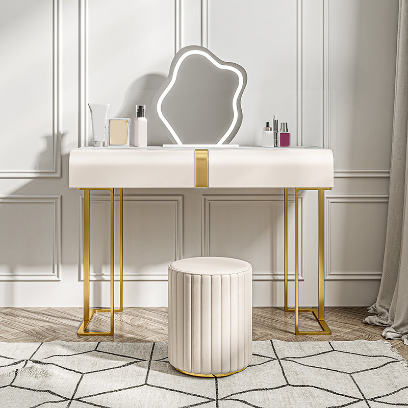 Glam Slate Top Makeup Vanity Desk Table 30.7" Tall Beige Dressing Table