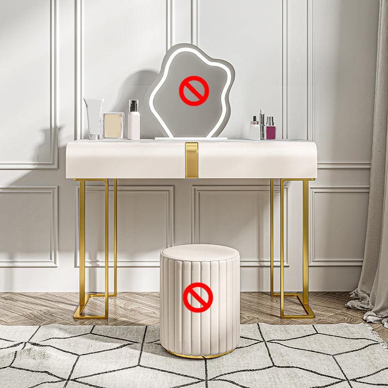 Glam Slate Top Makeup Vanity Desk Table 30.7" Tall Beige Dressing Table