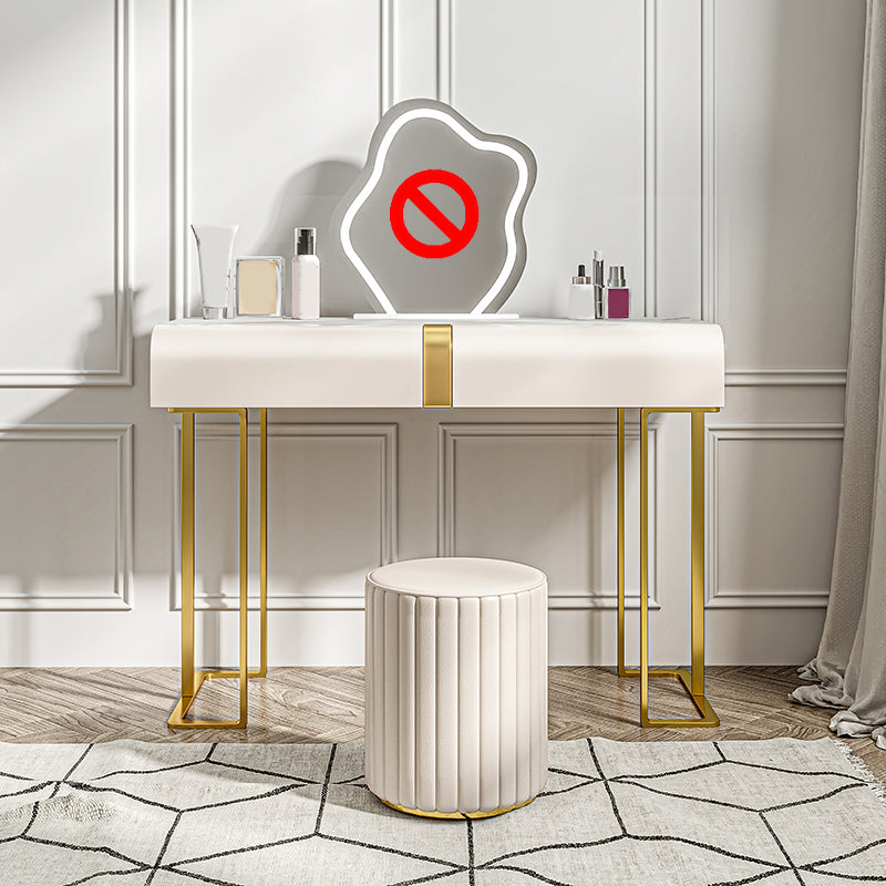 Glam Slate Top Makeup Vanity Desk Table 30.7" Tall Beige Dressing Table