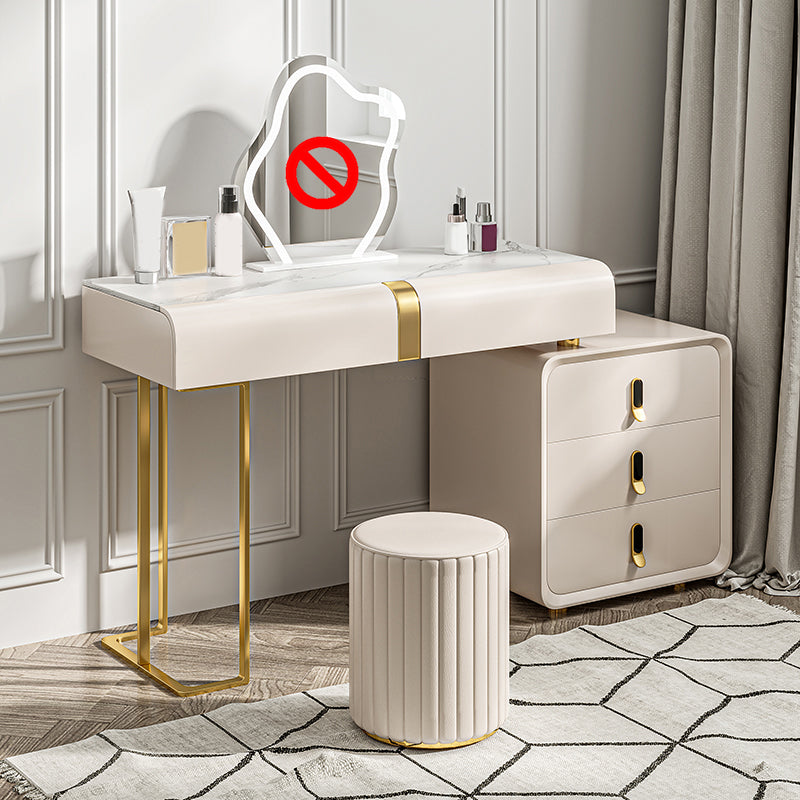 Glam Slate Top Makeup Vanity Desk Table 30.7" Tall Beige Dressing Table