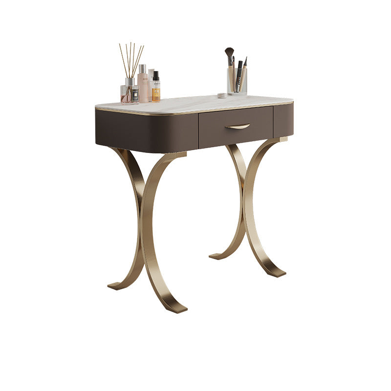 Wooden Glam Makeup Vanity Desk Beige Vanity Dressing Table Set with Drawer