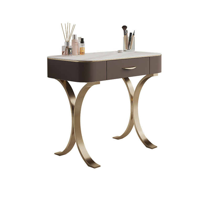 Wooden Glam Makeup Vanity Desk Beige Vanity Dressing Table Set with Drawer