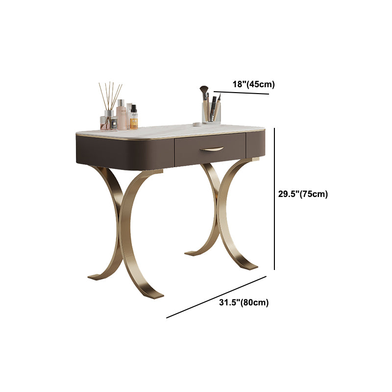 Wooden Glam Makeup Vanity Desk Beige Vanity Dressing Table Set with Drawer