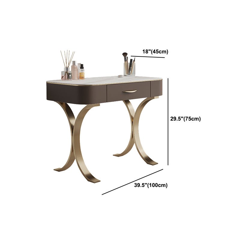 Wooden Glam Makeup Vanity Desk Beige Vanity Dressing Table Set with Drawer