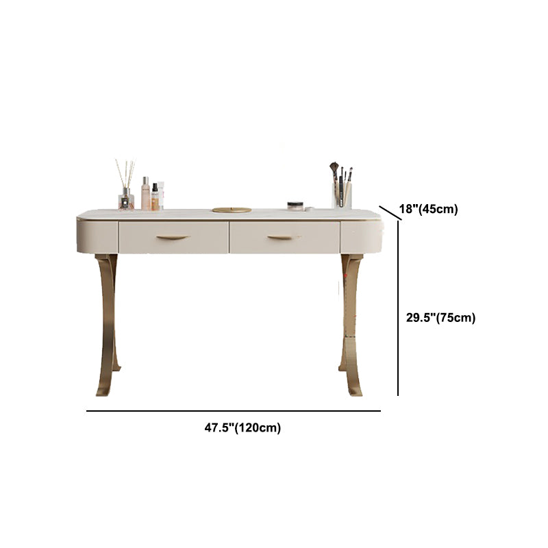 Wooden Glam Makeup Vanity Desk Beige Vanity Dressing Table Set with Drawer