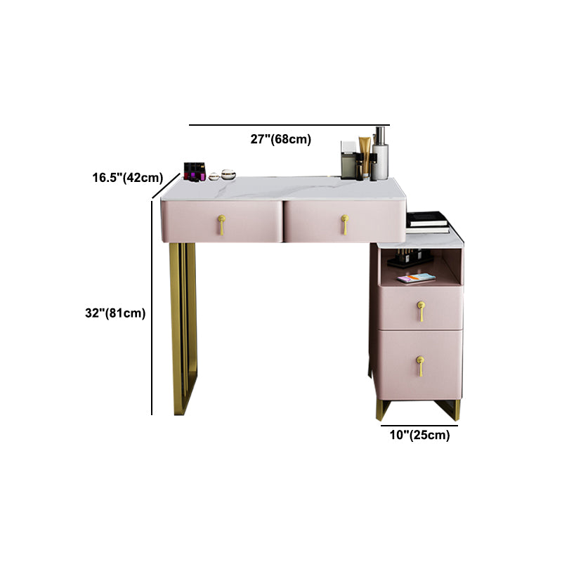 Contemporary Make-up Vanity Solid Wood 4 Drawer Vanity Dressing Table