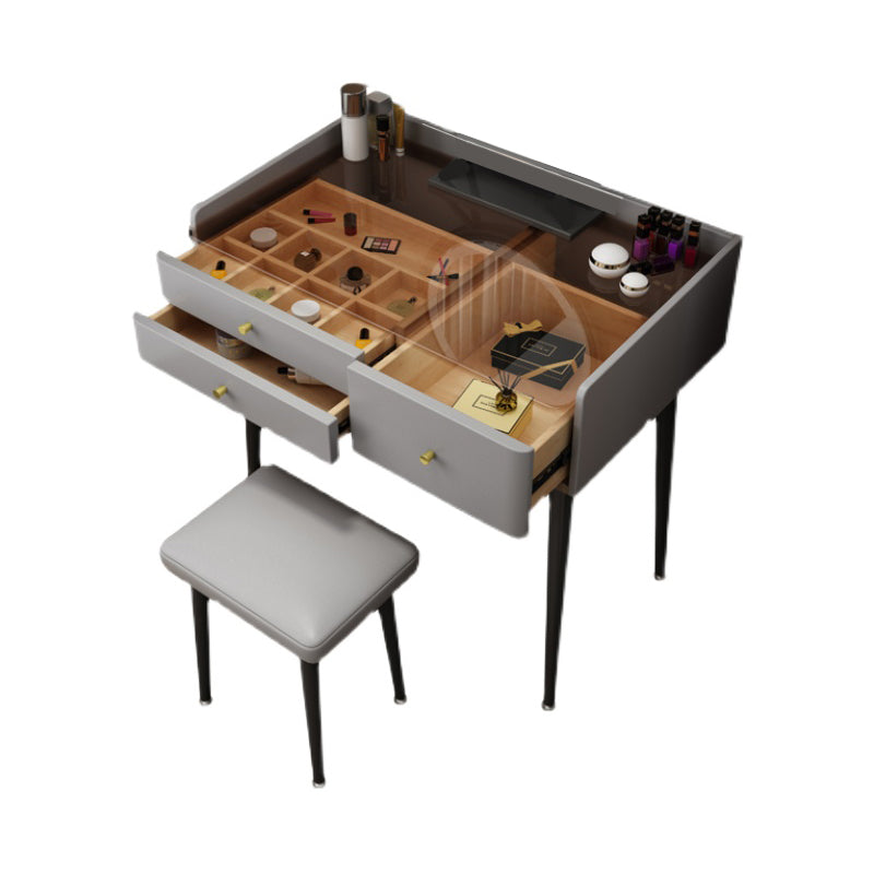 Modern Solid Wood Vanity Dressing Table 3 Drawer Makeup Vanity Set