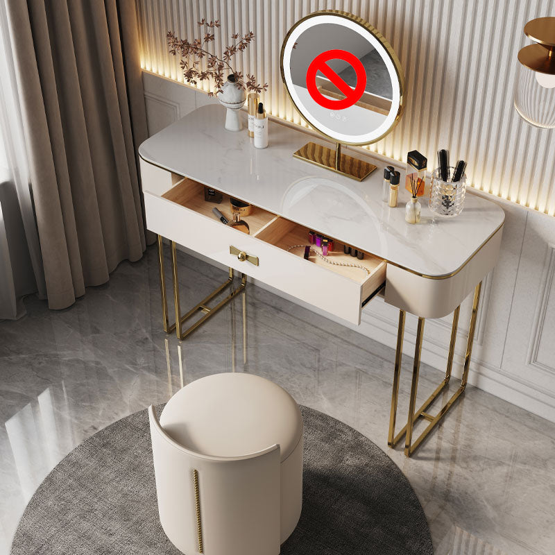 Glam Vanity Dressing Table Set Beige Make-up Vanity with Drawer