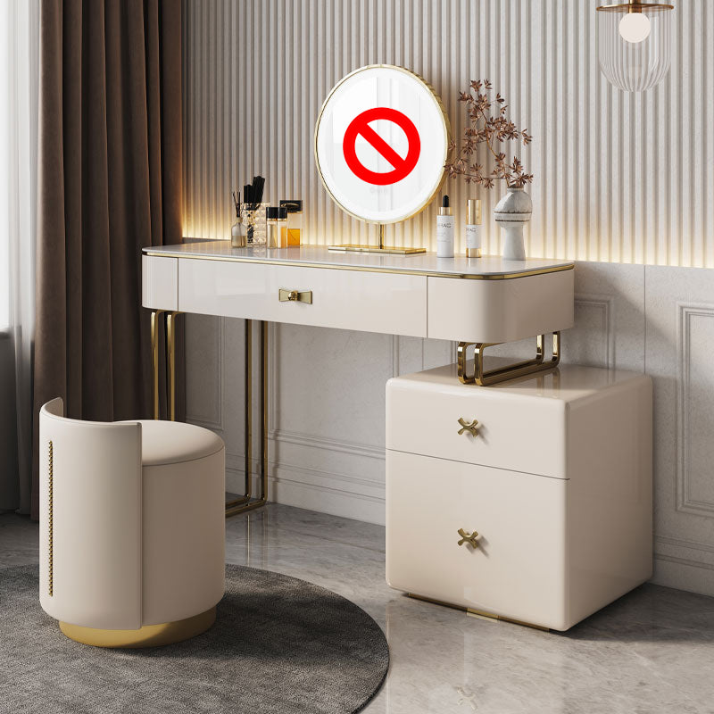 Glam Vanity Dressing Table Set Beige Make-up Vanity with Drawer