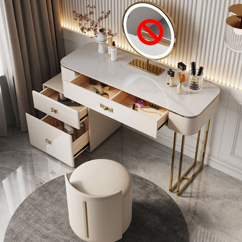 Glam Vanity Dressing Table Set Beige Make-up Vanity with Drawer