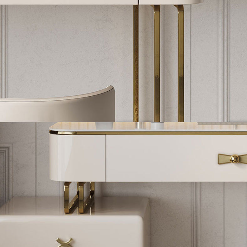 Glam Vanity Dressing Table Set Beige Make-up Vanity with Drawer