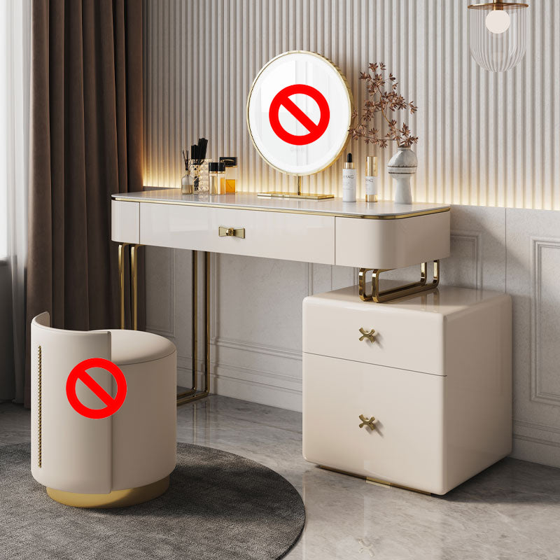 Glam Vanity Dressing Table Set Beige Make-up Vanity with Drawer