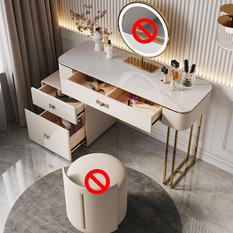 Glam Vanity Dressing Table Set Beige Make-up Vanity with Drawer