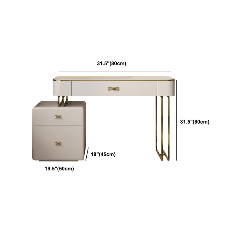Glam Vanity Dressing Table Set Beige Make-up Vanity with Drawer