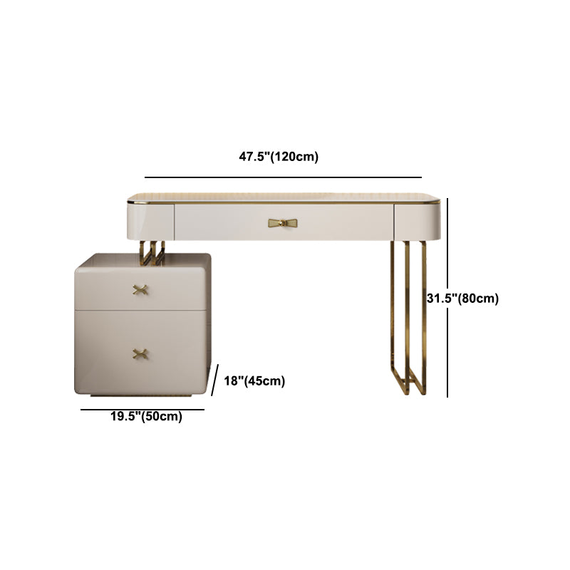 Glam Vanity Dressing Table Set Beige Make-up Vanity with Drawer