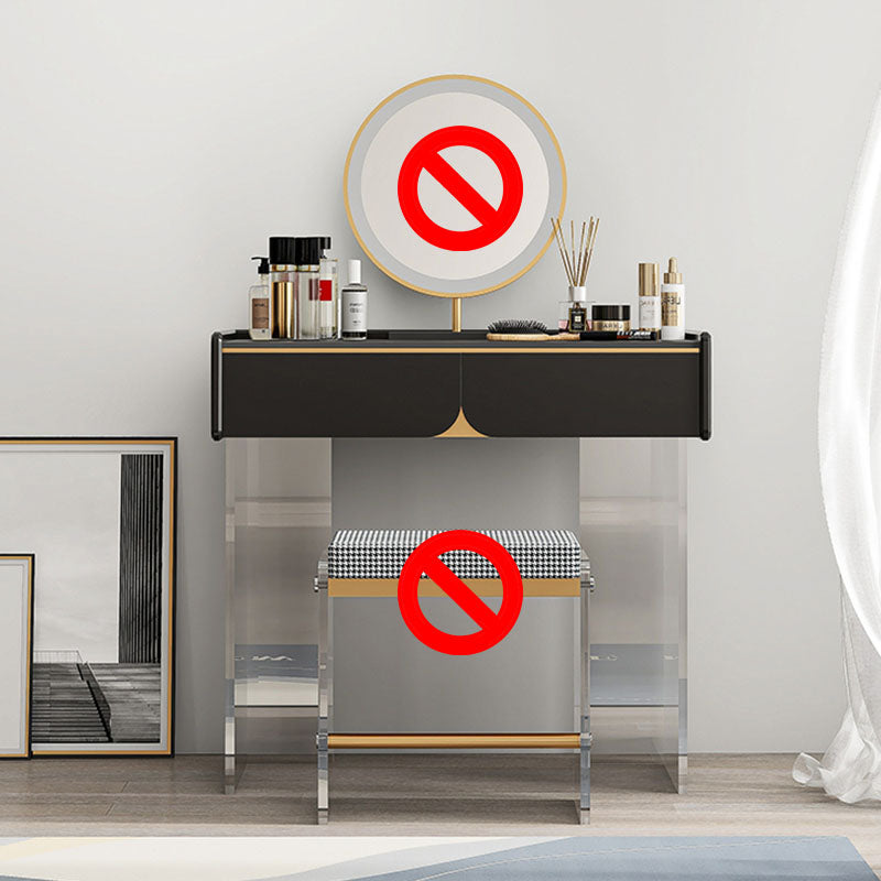 Contemporary 3 Drawer Makeup Vanity Set Black Vanity Dressing Table