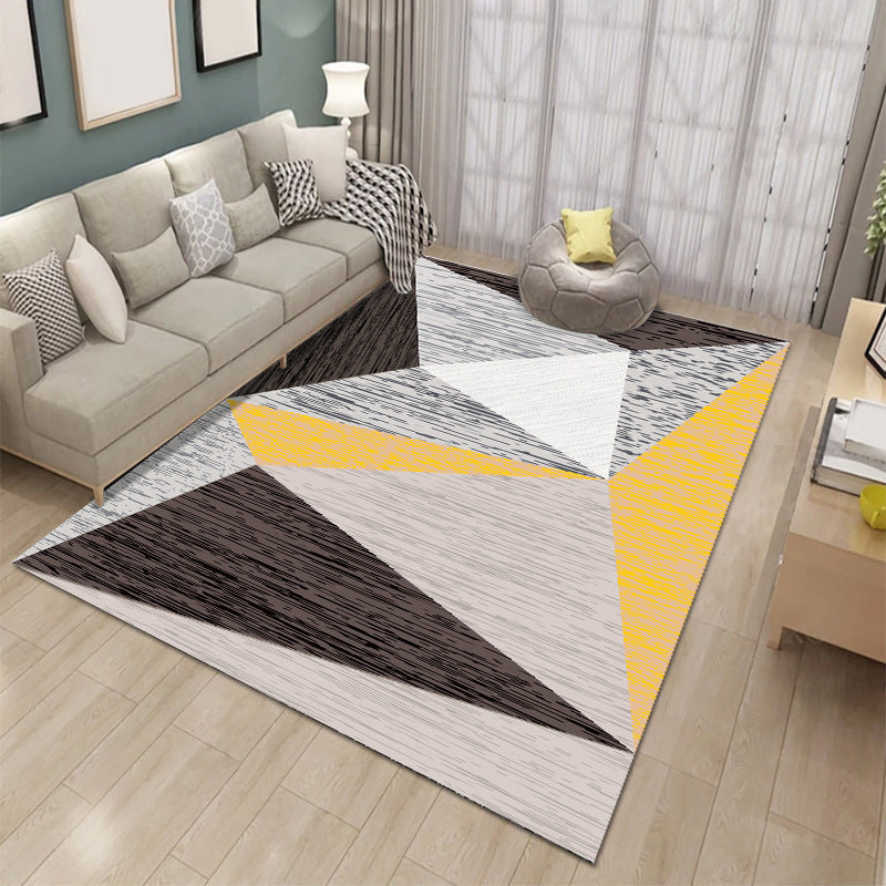 Tapis d'intérieur lavable en polyester, bloc de couleurs moderne, pour la décoration de la maison