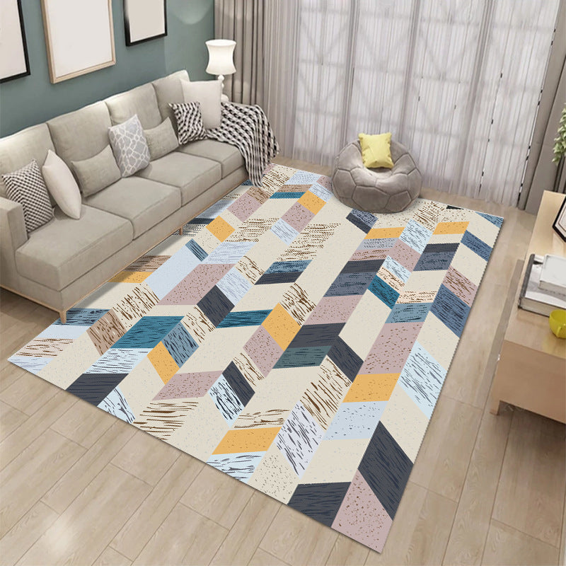 Tapis d'intérieur lavable en polyester, bloc de couleurs moderne, pour la décoration de la maison