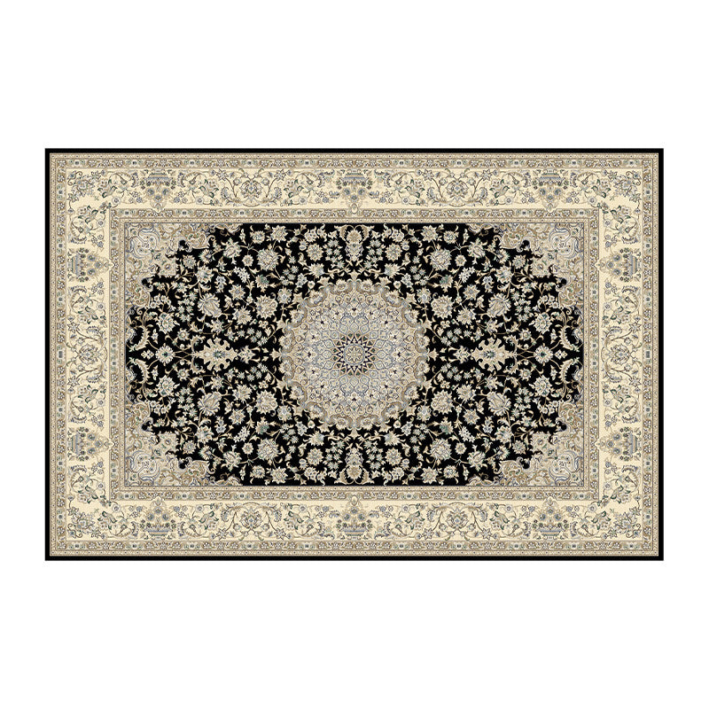 Retro Medallion Print Carpet Polyester Rug Stain Resistant Area Rug for Living Room