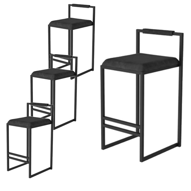 Metal Low Back Counter Stool Modern Aemless Upholstered Bar Chair