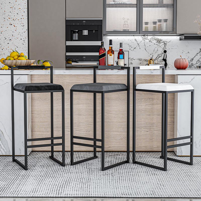Metal Low Back Counter Stool Modern Aemless Upholstered Bar Chair