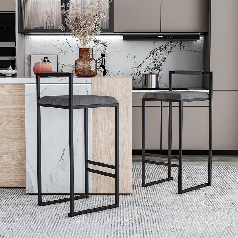 Metal Low Back Counter Stool Modern Aemless Upholstered Bar Chair