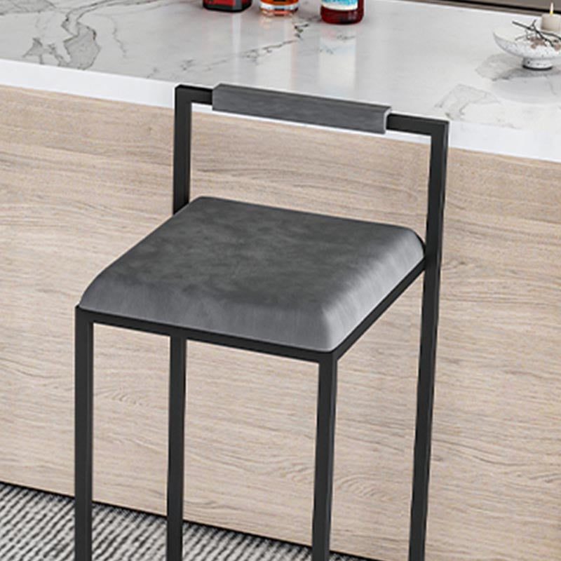Metal Low Back Counter Stool Modern Aemless Upholstered Bar Chair