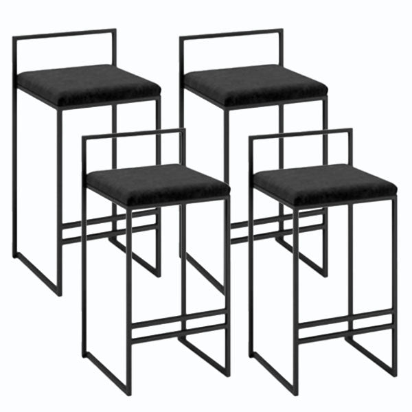 Metal Low Back Bar Stool Modern Indoor Counter Stool with Upholstered