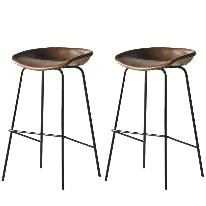Contemporary Matte Finish Leather Barstool Low Back Coffee Shop Stool