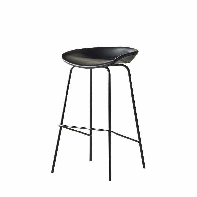 Contemporary Matte Finish Leather Barstool Low Back Coffee Shop Stool