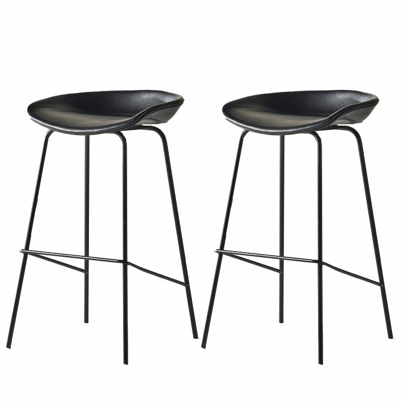 Contemporary Matte Finish Leather Barstool Low Back Coffee Shop Stool
