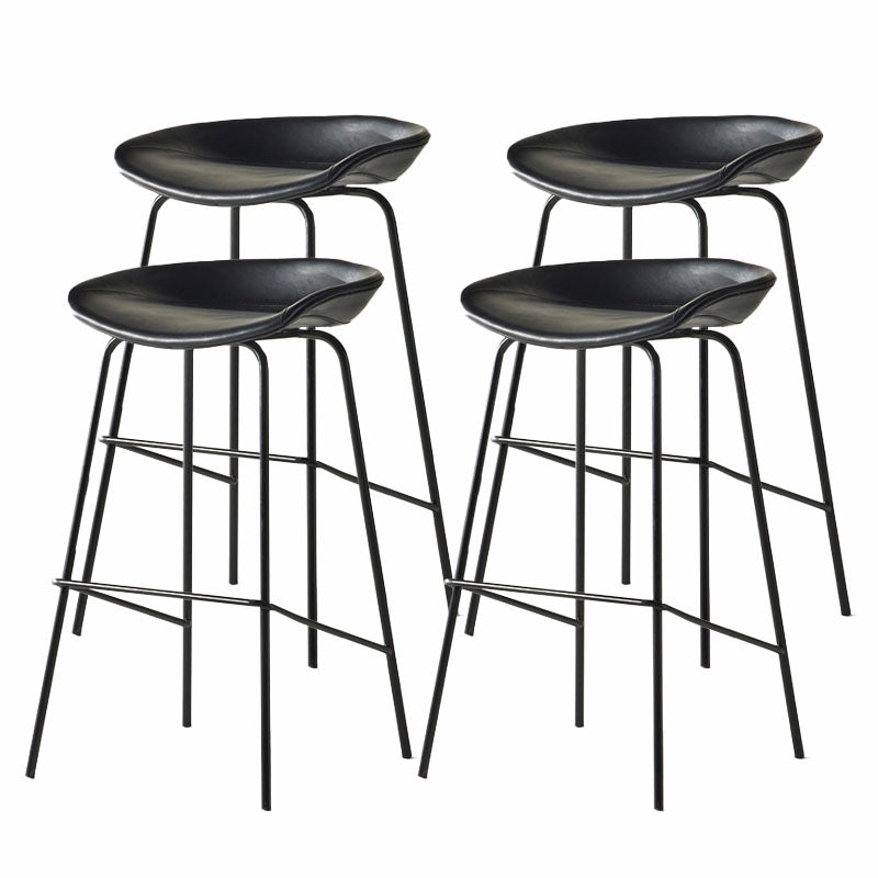 Contemporary Matte Finish Leather Barstool Low Back Coffee Shop Stool