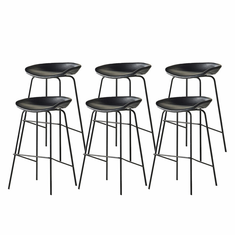 Contemporary Matte Finish Leather Barstool Low Back Coffee Shop Stool