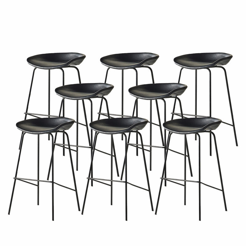 Contemporary Matte Finish Leather Barstool Low Back Coffee Shop Stool