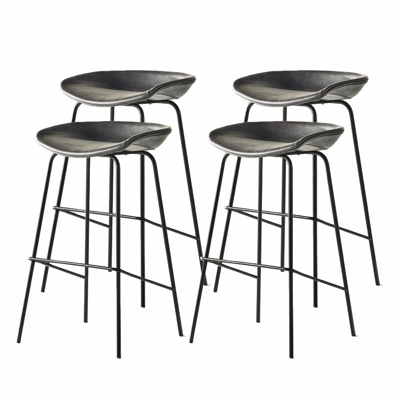 Contemporary Matte Finish Leather Barstool Low Back Coffee Shop Stool