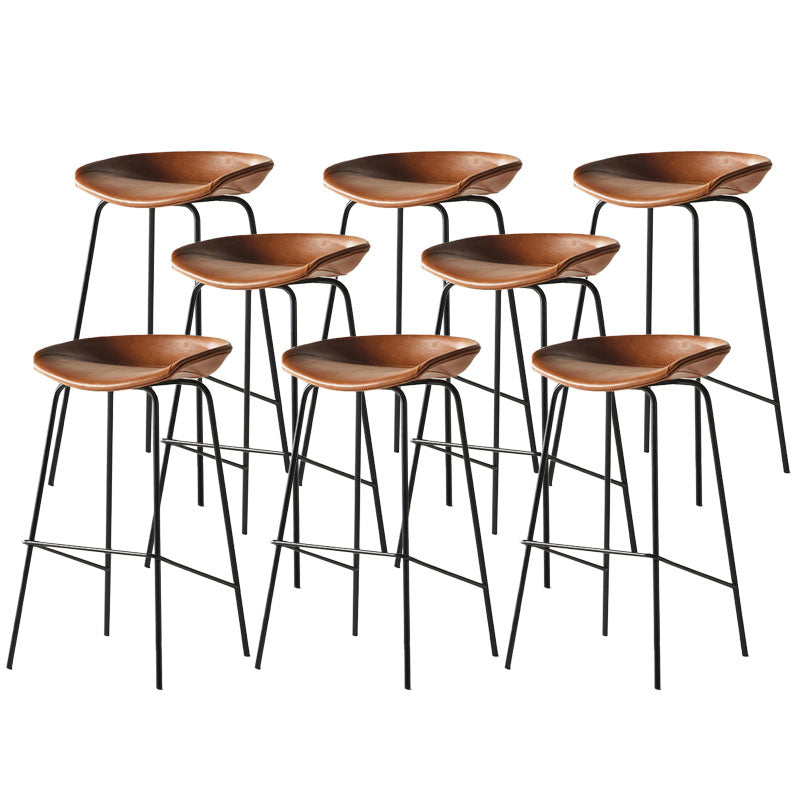 Contemporary Matte Finish Leather Barstool Low Back Coffee Shop Stool