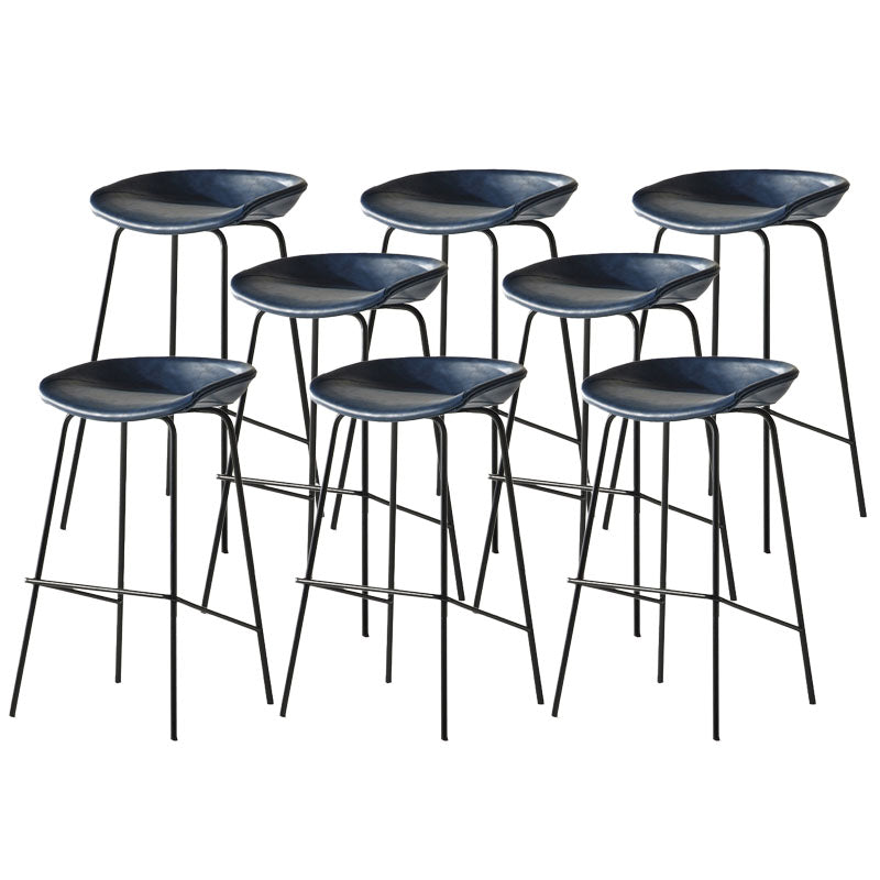 Contemporary Matte Finish Leather Barstool Low Back Coffee Shop Stool