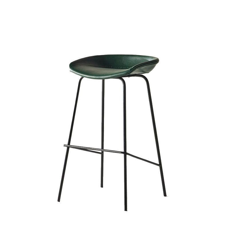 Contemporary Matte Finish Leather Barstool Low Back Coffee Shop Stool