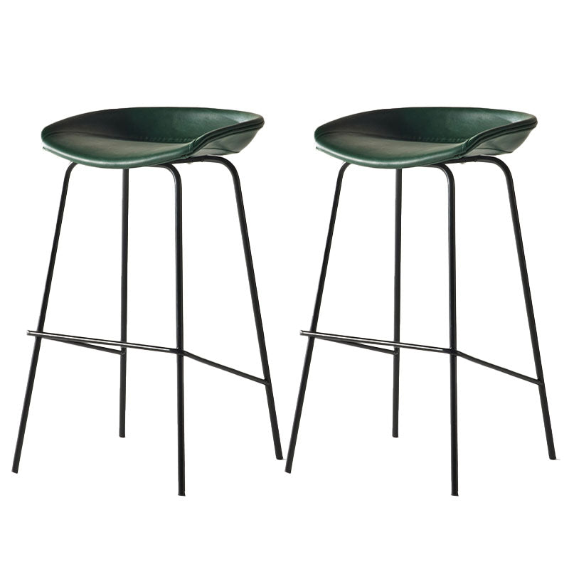 Contemporary Matte Finish Leather Barstool Low Back Coffee Shop Stool