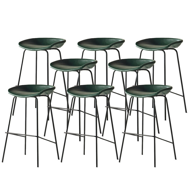 Contemporary Matte Finish Leather Barstool Low Back Coffee Shop Stool