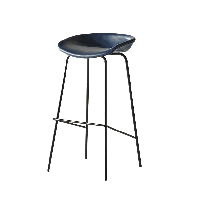 Contemporary Matte Finish Leather Barstool Low Back Coffee Shop Stool