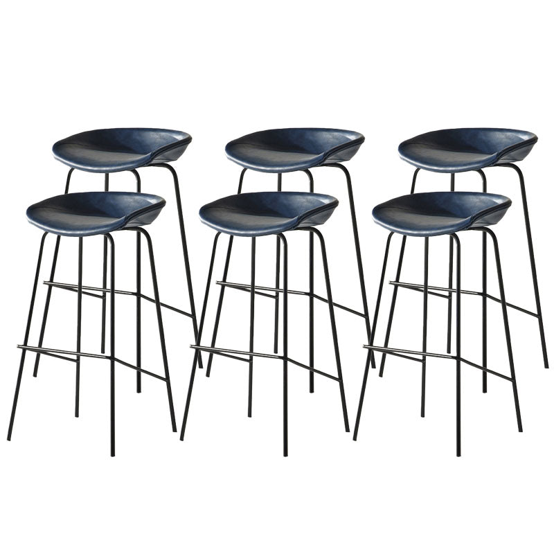 Contemporary Matte Finish Leather Barstool Low Back Coffee Shop Stool