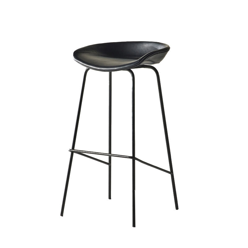 Contemporary Matte Finish Leather Barstool Low Back Coffee Shop Stool