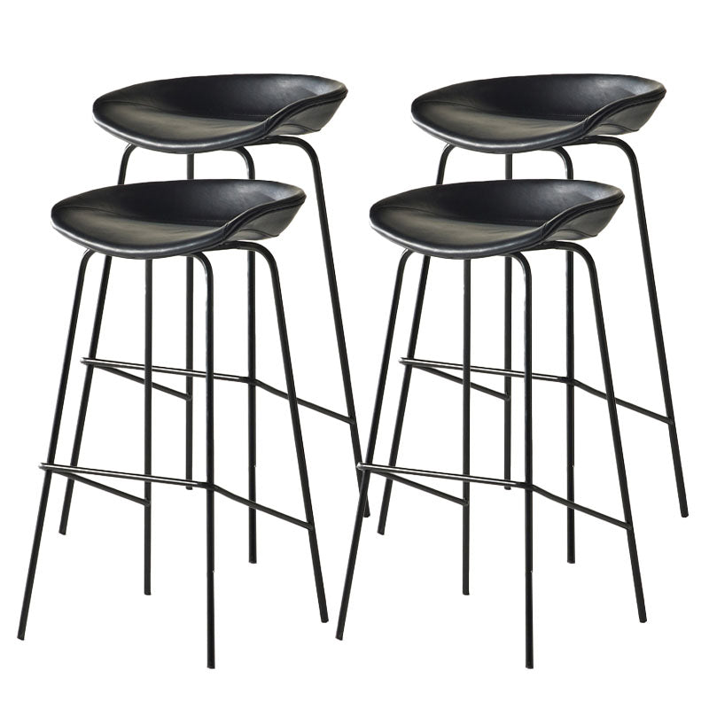 Contemporary Matte Finish Leather Barstool Low Back Coffee Shop Stool