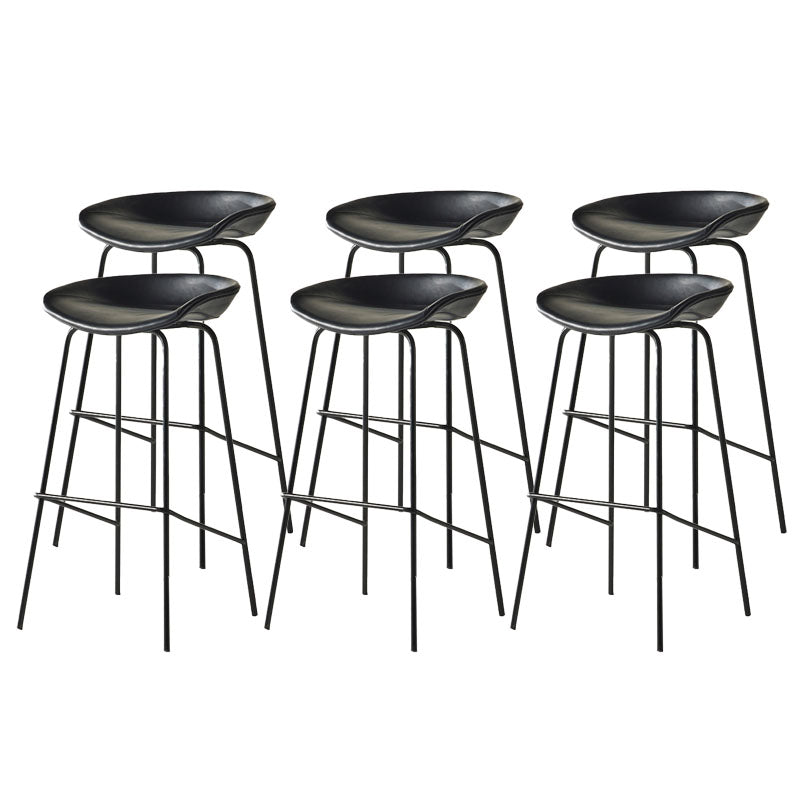 Contemporary Matte Finish Leather Barstool Low Back Coffee Shop Stool