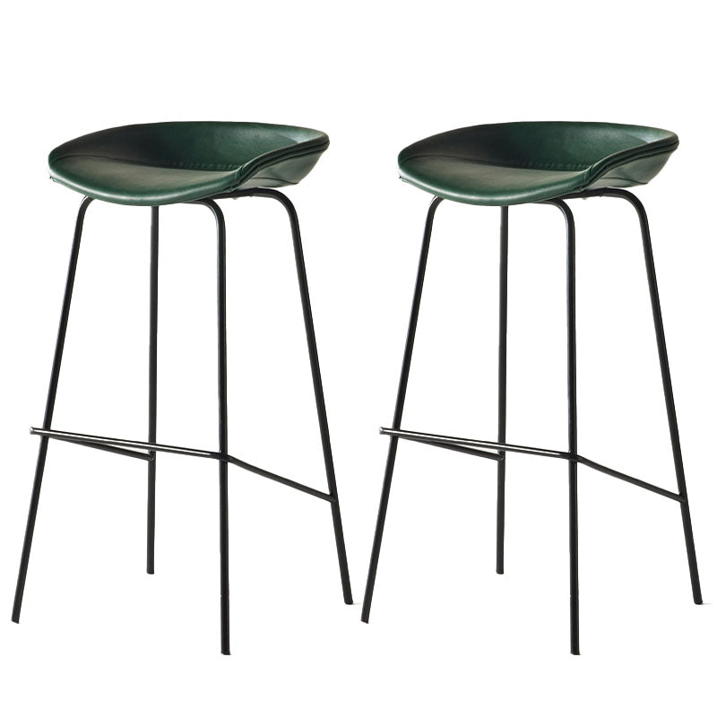 Contemporary Matte Finish Leather Barstool Low Back Coffee Shop Stool