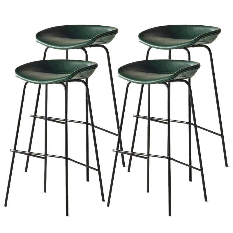 Contemporary Matte Finish Leather Barstool Low Back Coffee Shop Stool